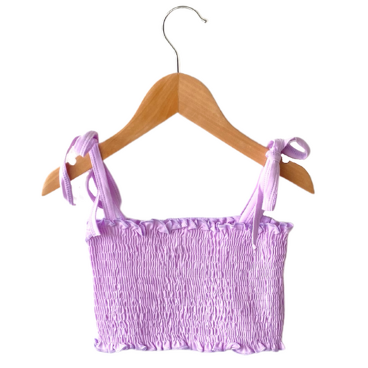 trendy pastel purple mermaid shirred baby toddler kids top straps