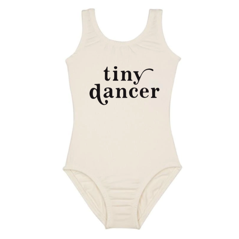 "Tiny Dancer" Baby Toddler ages 4-7 girl Cream/Black Dance Collection short sleeves bodysuit Leotard Dance Outfit Trendy Stylish Comfortable Washable Stretchy Kids Glamour Girl Boutique Style Unique Clothing; "Tiny Dancer" Ballet Bodysuit/Leotard for Baby Toddler ages 4-7 Girl Cream/Black Dance Collection Sleeveless Bodysuit