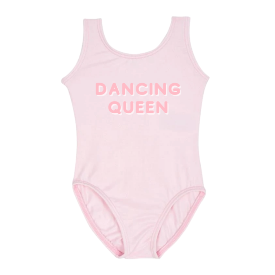 Leotard Ballet Dance Outfit Trendy Stylish Comfortable Washable Stretchy Kids Glamour Girl Boutique Style Unique Clothing; "Dancing Queen" Leotard for Baby Toddler ages 4-7 Girl Pink Dance Collection Sleeveless Ballet Bodysuit "Dancing Queen"