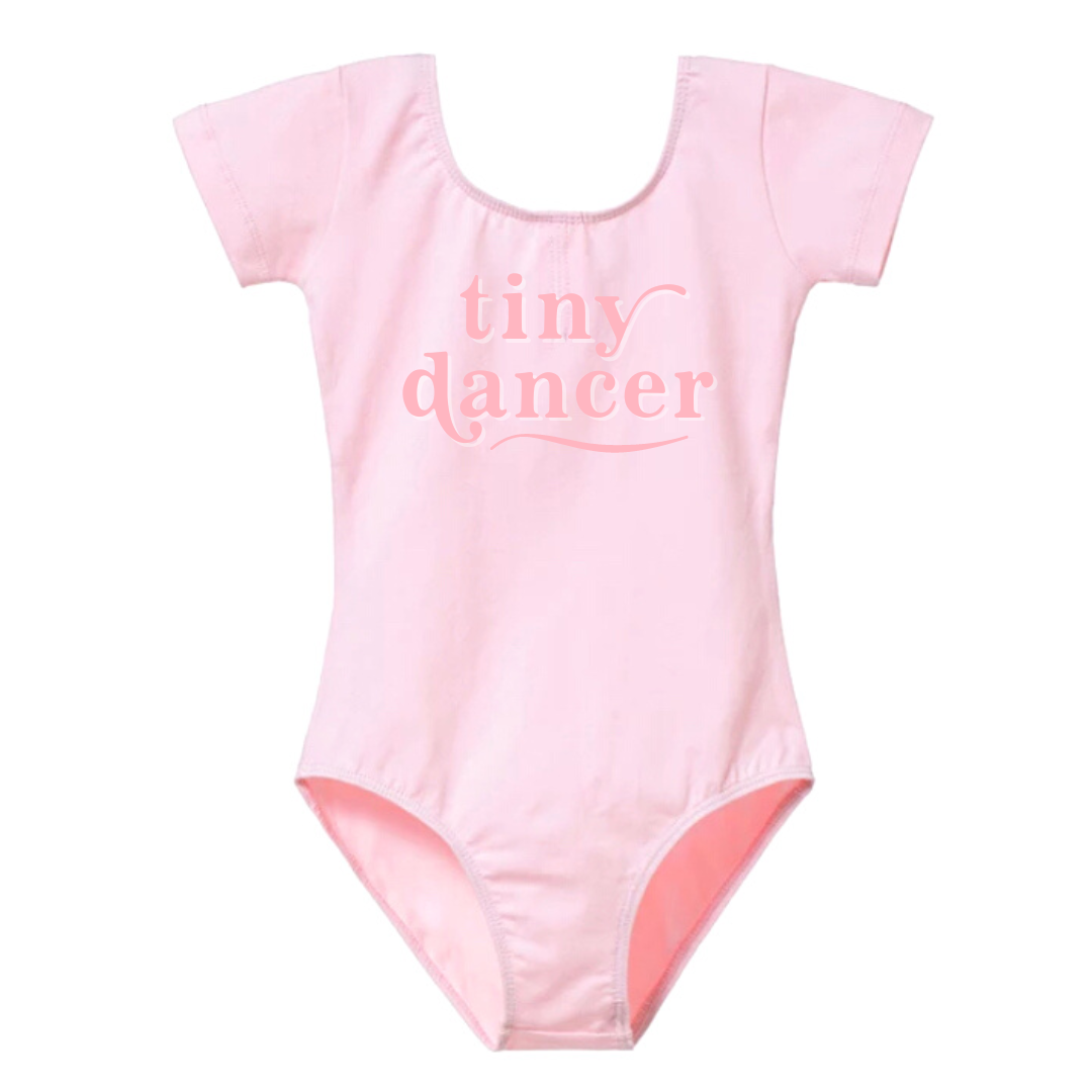 "Tiny Dancer" Baby Toddler ages 4-7 girl Pink Dance Collection short sleeves bodysuit Leotard Dance Outfit Trendy Stylish Comfortable Washable Stretchy Kids Glamour Girl Boutique Style Unique Clothing; "Tiny Dancer" Ballet Bodysuit/Leotard for Baby Toddler ages 4-7 Girl Pink Dance Collection Short Sleeves Bodysuit