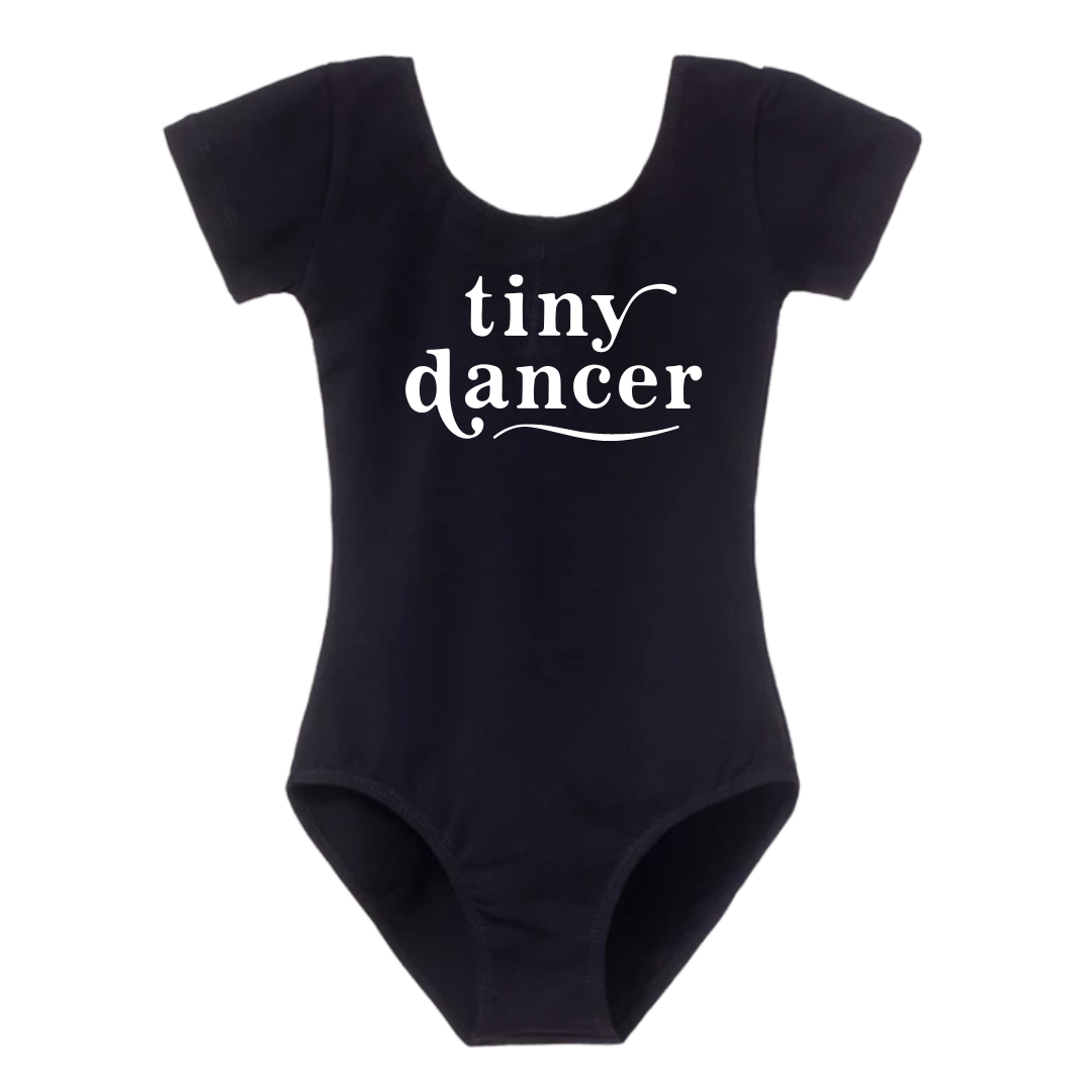 "Tiny Dancer" Baby Toddler ages 4-7 girl Black/White Dance Collection short sleeves bodysuit Leotard Dance Outfit Trendy Stylish Comfortable Washable Stretchy Kids Glamour Girl Boutique Style Unique Clothing; "Tiny Dancer" Ballet Bodysuit/Leotard for Baby Toddler ages 4-7 Girl Black/White Dance Collection Short/Sleeves Bodysuit