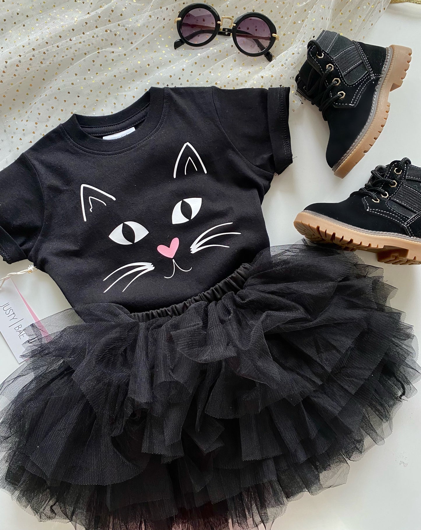 black cat baby kids toddler girl tee