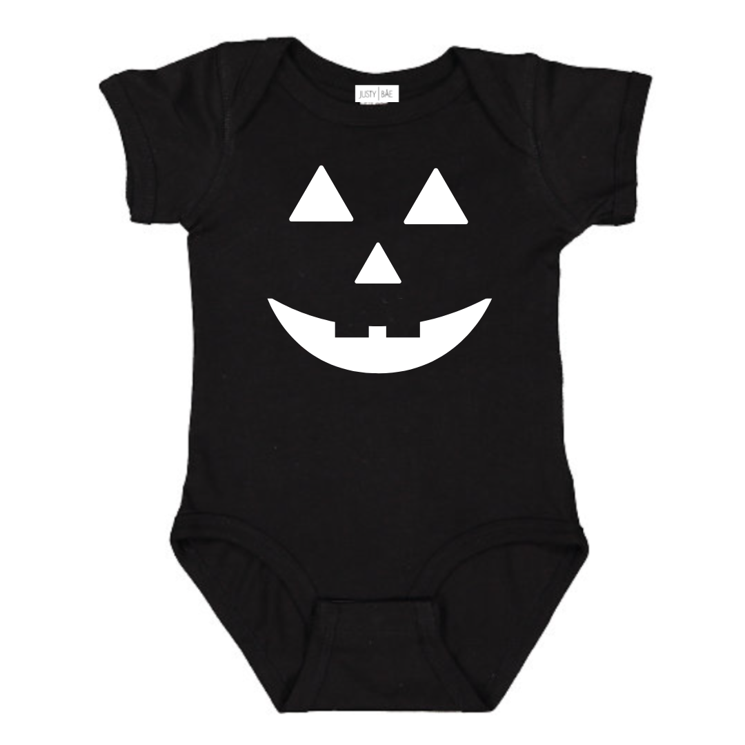 black jack-o-lantern tee baby kids toddler outfit halloween pumpkin