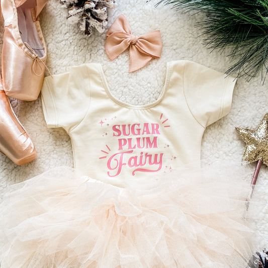 Sugar Plum Fairy Nut Cracker Baby Toddler ages 4-7 girl Cream/Pink Dance Collection short sleeves bodysuit Leotard Dance Outfit Trendy Stylish Comfortable Washable Stretchy Kids Glamour Girl Boutique Style Unique Clothing; "Sugar Plum Fairy" Nut Cracker Ballet Bodysuit/Leotard for Baby Toddler ages 4-7 Girl Cream/Pink Dance Collection Short Sleeves Bodysuit Dazzled Limited Supply