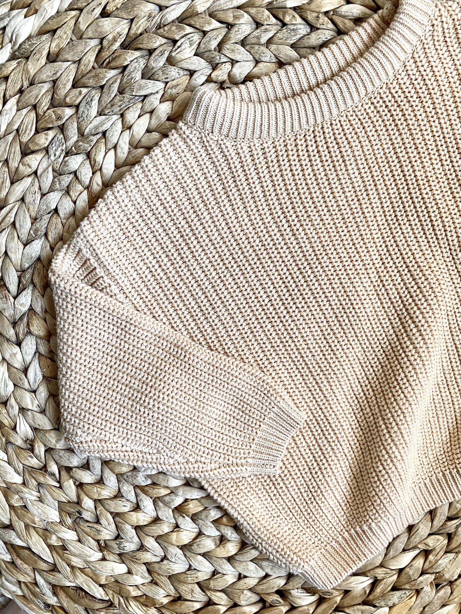 beige kids ribbed sweater for baby and toddler girls