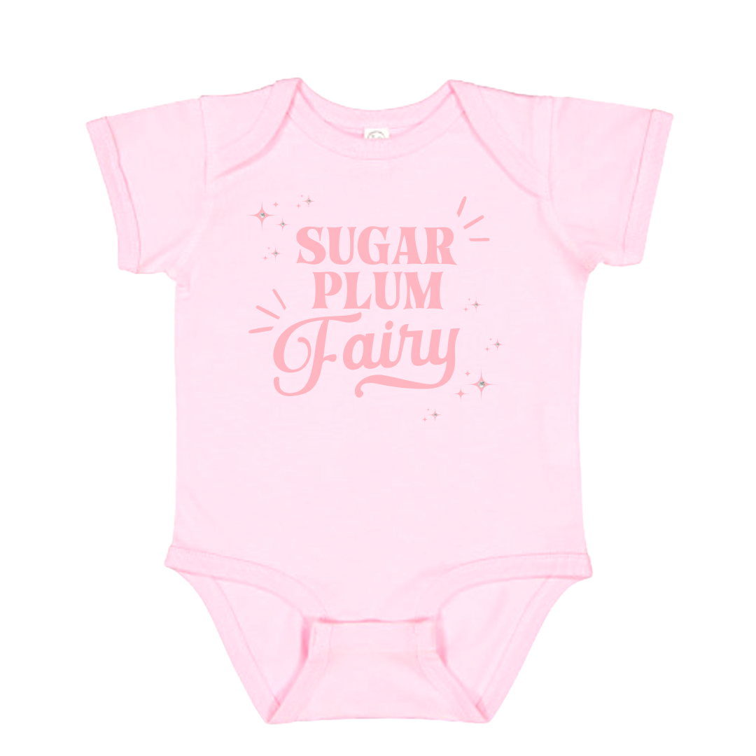 “Sugar Plum Fairy" Baby Toddler ages 4-7 girl Red/White/Pink Christmas Collection Short Sleeves/Long Sleeves Christmas Outfit Top Trendy Stylish Comfortable Washable Kids Glamour Girl Boutique Style Unique Clothing; “Sugar Plum Fairy” The Nut Cracker Graphic Tee for Baby Toddler ages 4-7 Girl Red/Pink/White Christmas Collection Short Sleeves/Long Sleeves Onesie