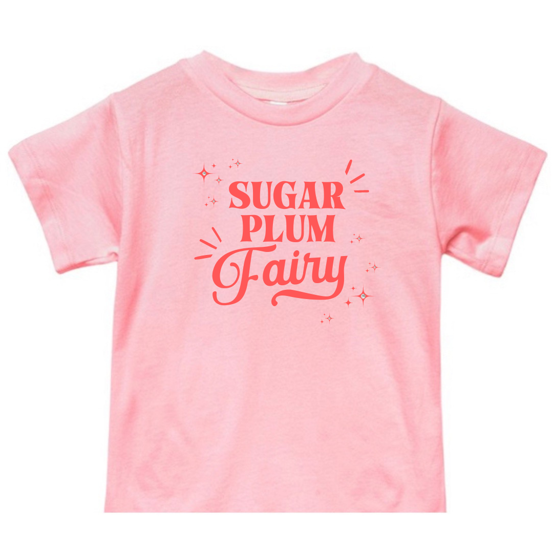 “Sugar Plum Fairy" Baby Toddler ages 4-7 girl Red/White/Pink Christmas Collection Short Sleeves/Long Sleeves Christmas Outfit Top Trendy Stylish Comfortable Washable Kids Glamour Girl Boutique Style Unique Clothing; “Sugar Plum Fairy” The Nut Cracker Graphic Tee for Baby Toddler ages 4-7 Girl Red/Pink/White Christmas Collection Short Sleeves/Long Sleeves