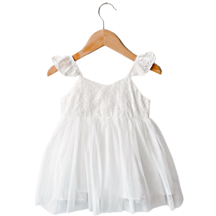 white eyelet tulle baby toddler girl dress