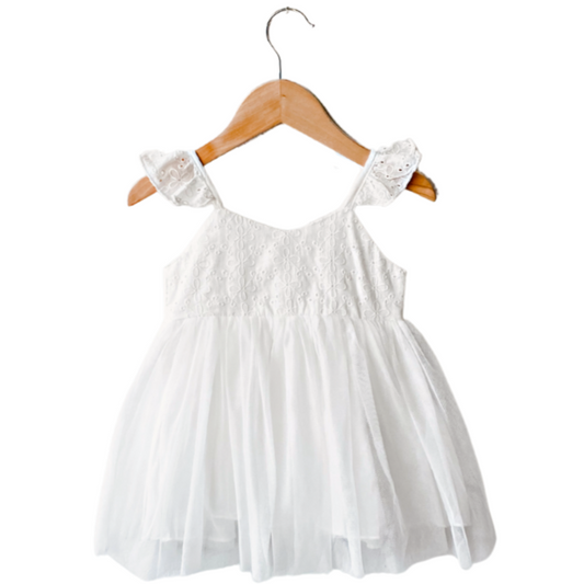 white eyelet tulle baby toddler girl dress
